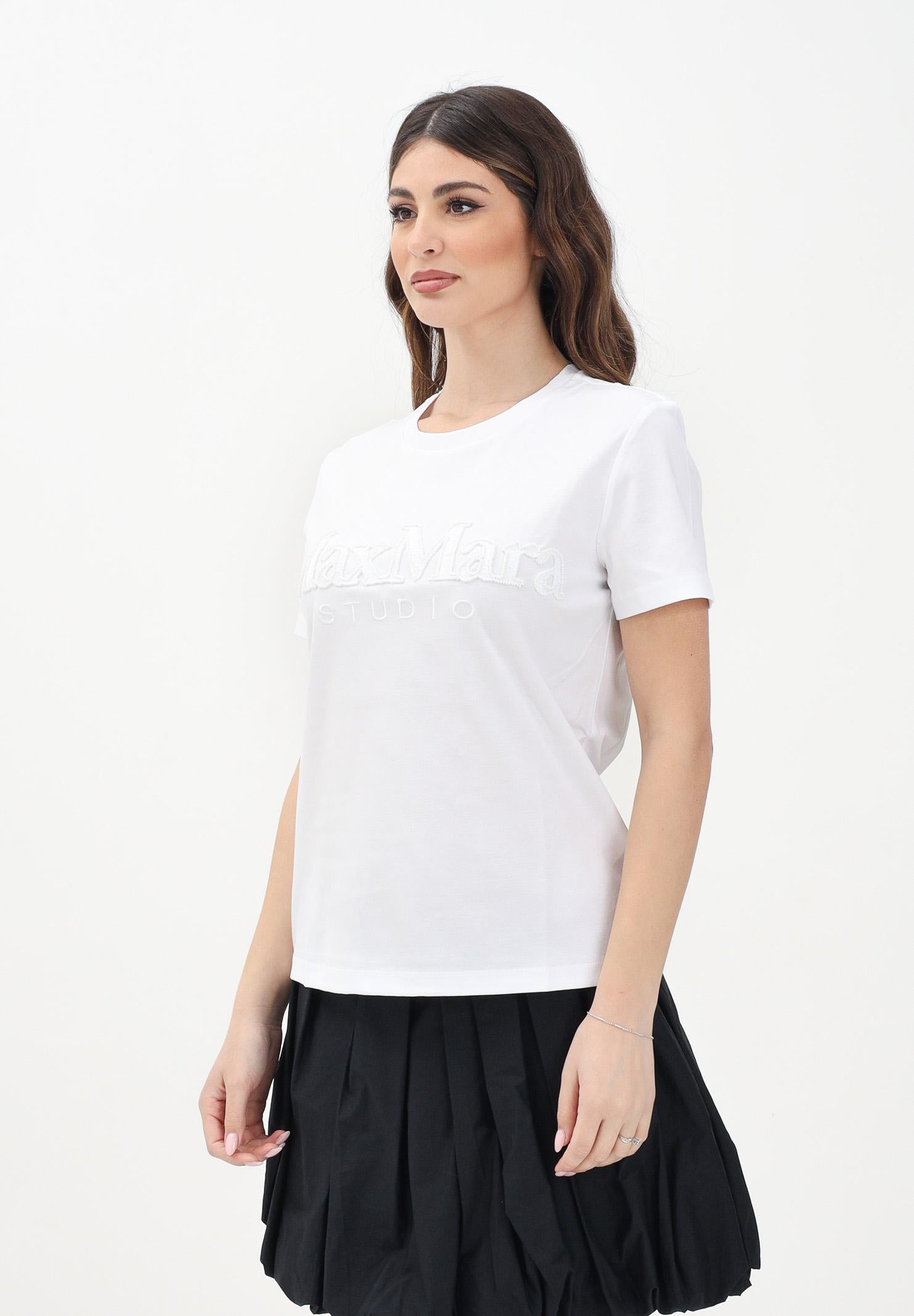 MAX MARA Women's White Short Sleeve T-Shirt with Logo