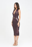 ELISABETTA FRANCHI Abito midi bordeaux da donna in maglia laminata AM21Q56E2 EA4 ELISABETTA FRANCHI 