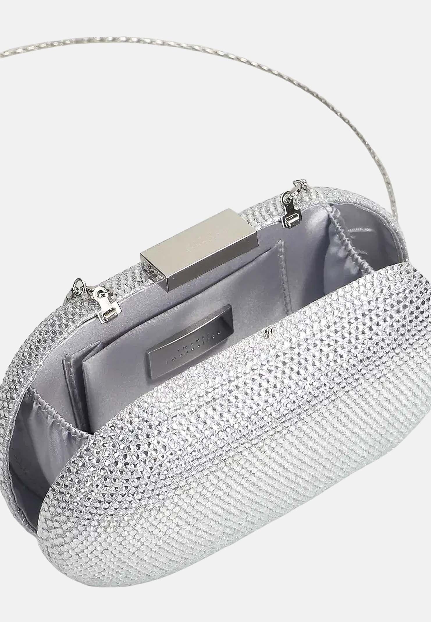 TWENTY FOURHAITCH Pochette argento da donna rivestita da micro strass BAG0004462P AR TWENTY FOURHAITCH 