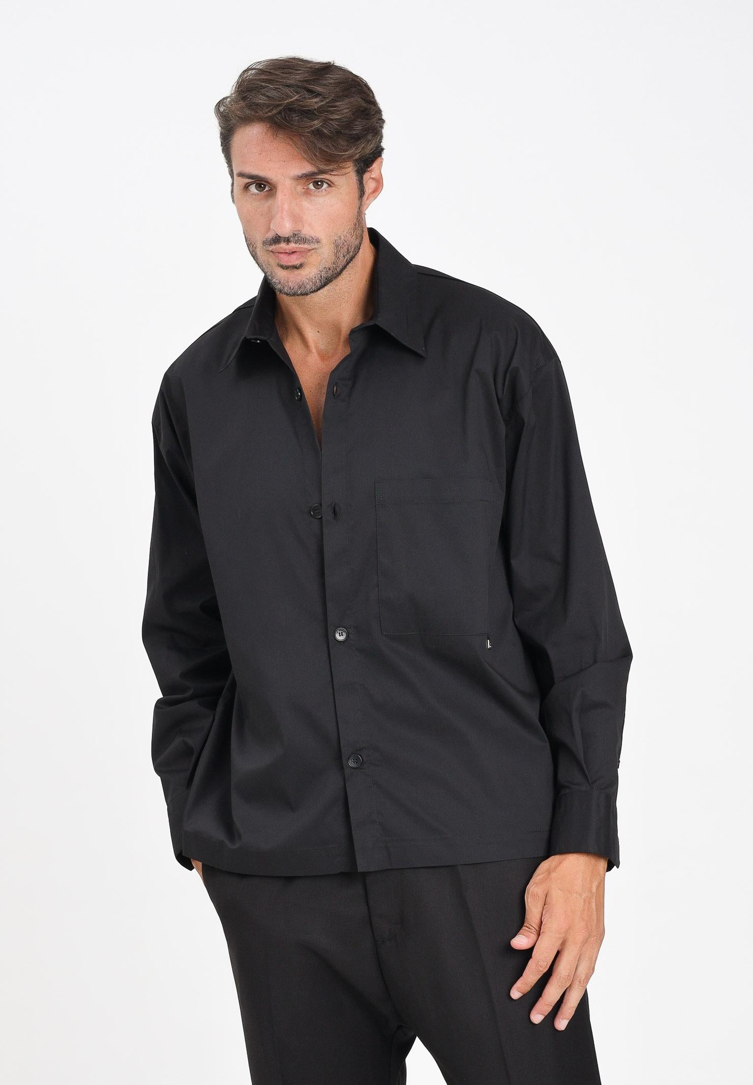 I'M BRIAN Camicia a manica lunga nera da uomo con tasca CA3422 009 I'M BRIAN 