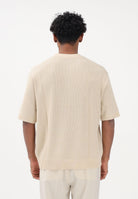 SELECTED HOMME Maglia a manica corta panna da uomo con lavorazione a costine 16100066 AN SELECTED HOMME 