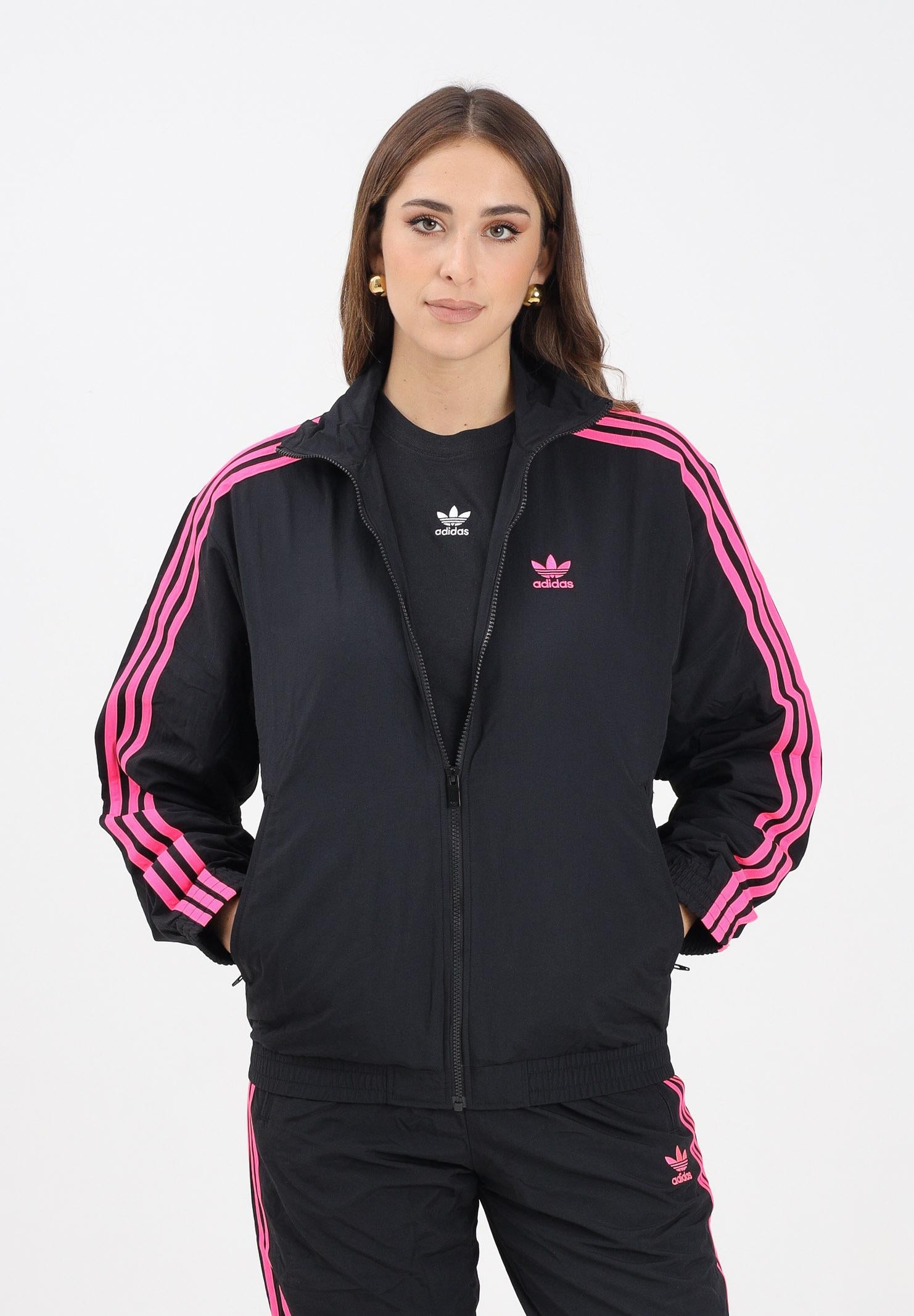 ADIDAS ORIGINALS Felpa con zip Adicolor Woven Firebird nera da donna JY1332 . ADIDAS ORIGINALS 