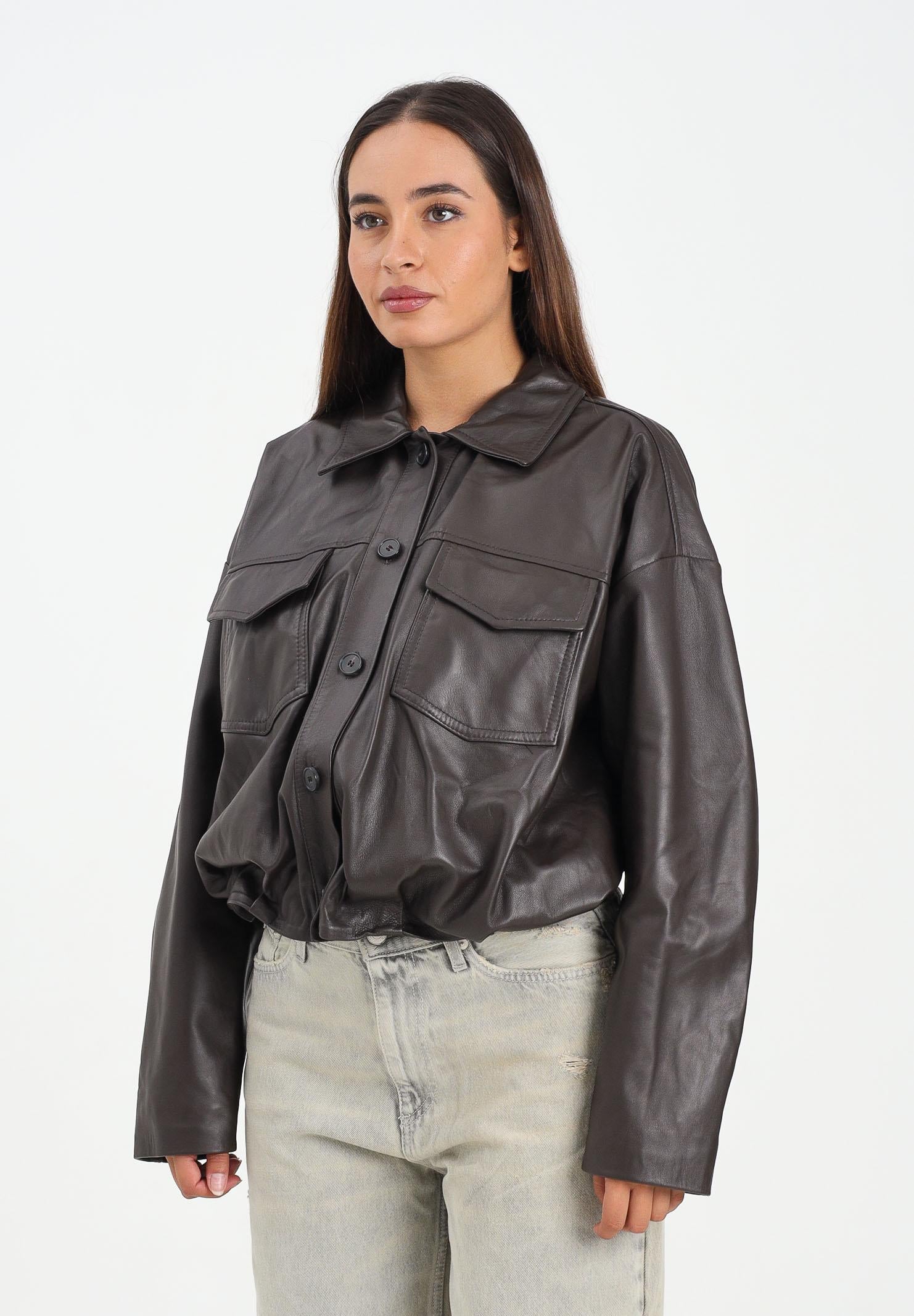 VICOLO Giubbotto di pelle marrone da donna TF0272 FU691 VICOLO 