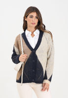 ONLY Cardigan blu e beige da donna con motivo argyle 15353228 NightSky ONLY 