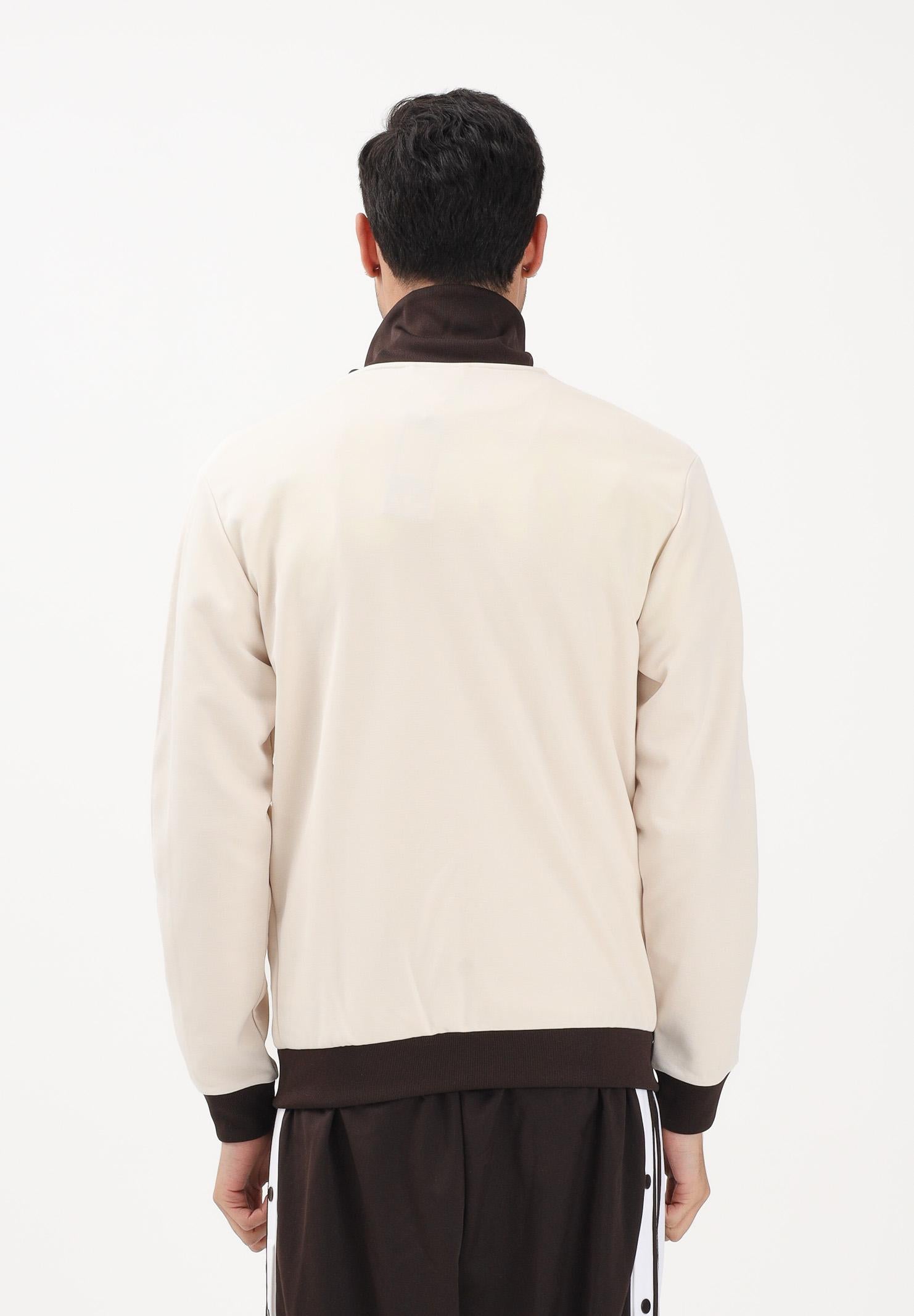 ADIDAS ORIGINALS Felpa con zip BECKENBAUER panna e marrone da uomo KQ9491 . ADIDAS ORIGINALS 