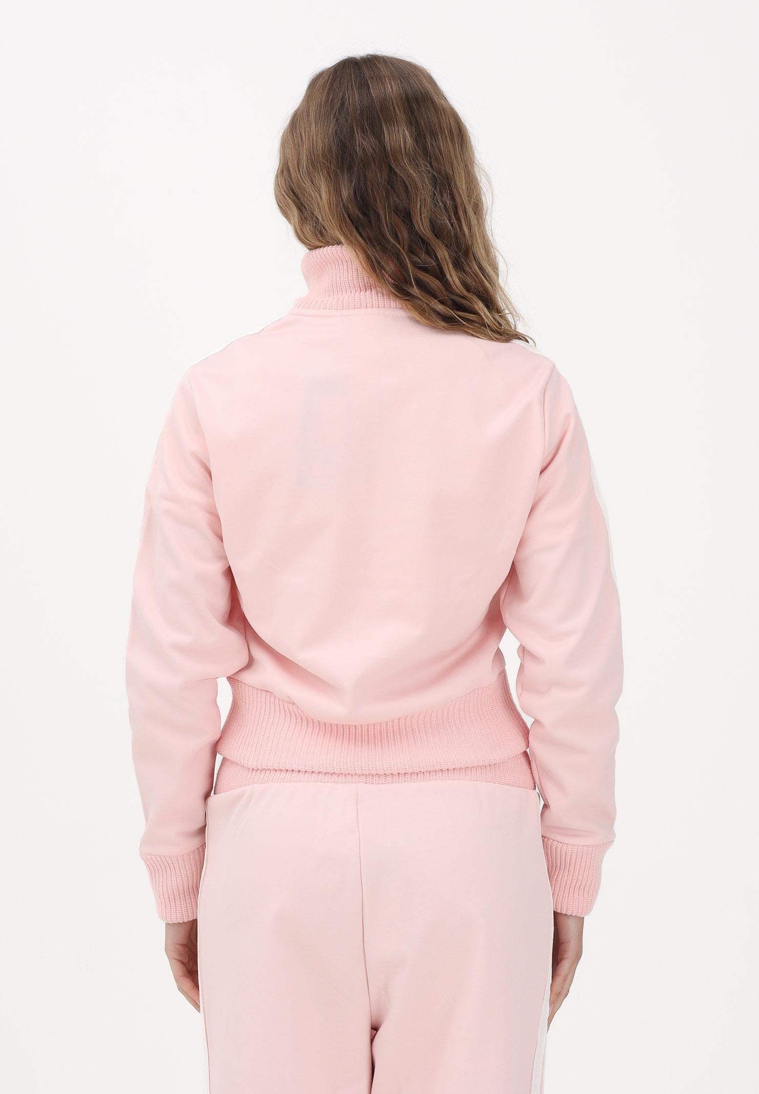 ADIDAS ORIGINALS Felpa con zip Firebird rosa da donna con dettagli in maglia all'uncinetto KD4321 . ADIDAS ORIGINALS 