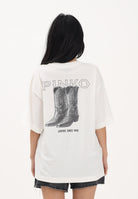 PINKO T-shirt a manica corta bianca da donna con maxi stampa sul retro 106872A3B3 Z05 PINKO 