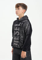 DIESEL Felpa con cappuccio nera per donna, ragazzi e bambini dal look vissuto J02492KYAZU K900 DIESEL 