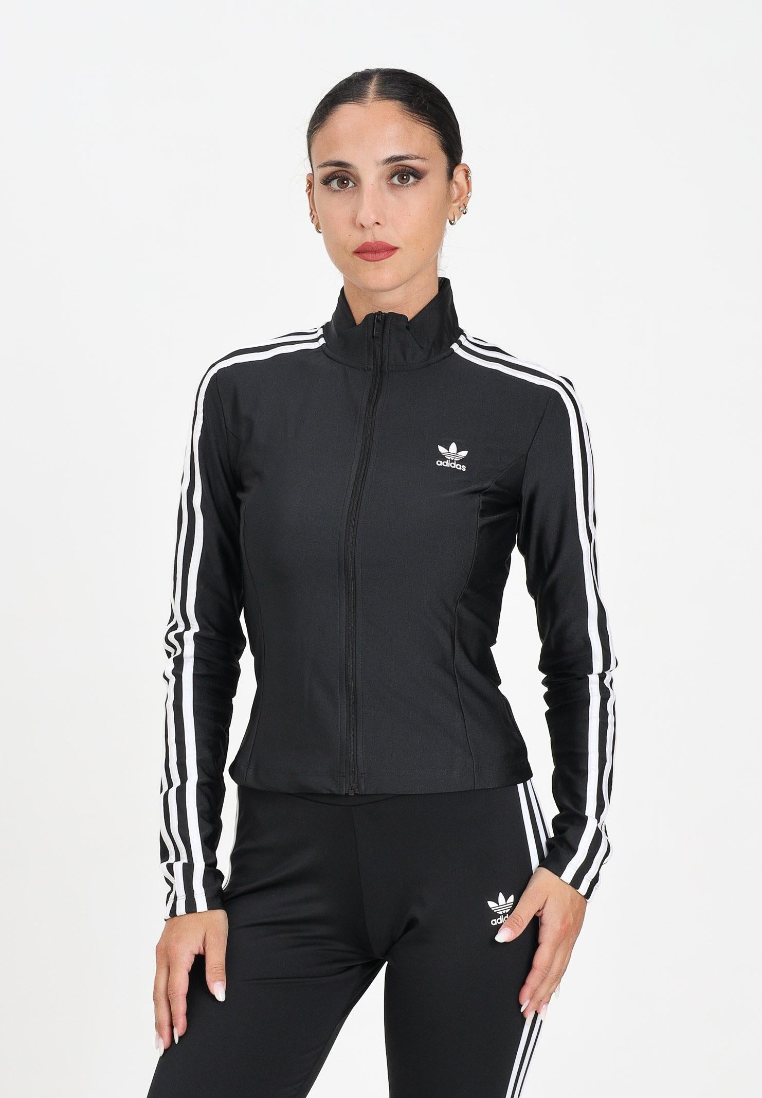 ADIDAS ORIGINALS Felpa con zip adicolor 3-Stripes Slim nera da donna JD5025  ADIDAS ORIGINALS 
