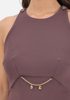 ELISABETTA FRANCHI Abito corto bordeaux da donna con accessorio in metallo dorato con charms AB80856E2 EA4 ELISABETTA FRANCHI 