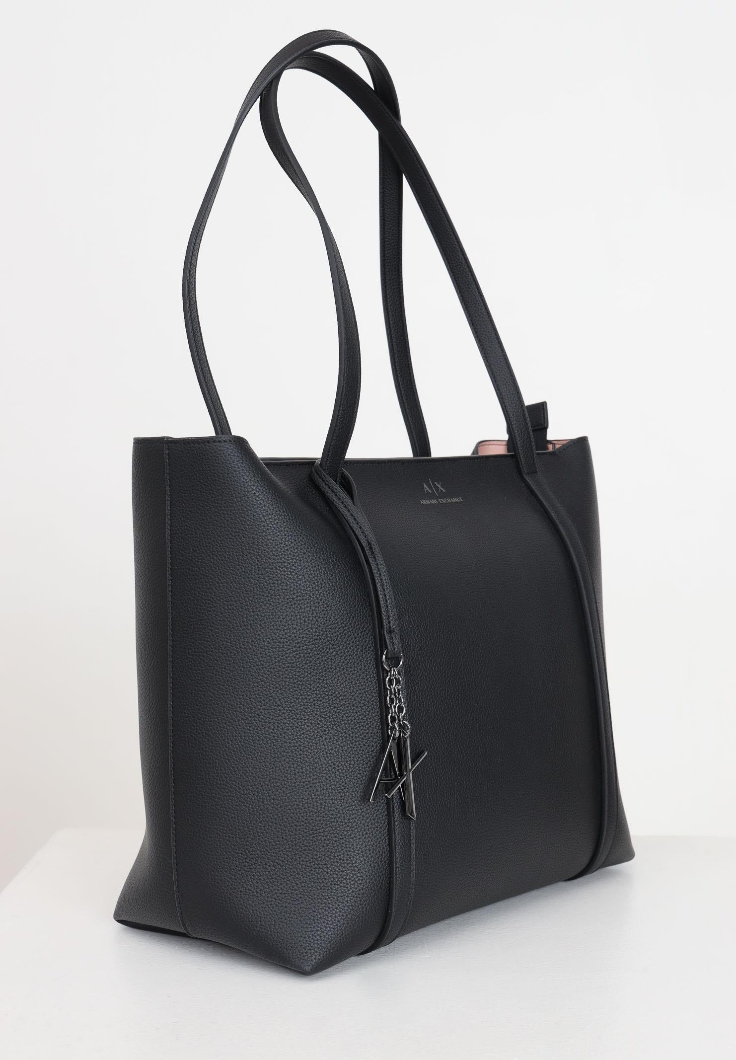 ARMANI EXCHANGE Shopper nera da donna con logo e ciondolo AX 942930CC726 28621 ARMANI EXCHANGE 