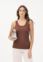 VICOLO Canotta marrone da donna realizzata in un tessuto lavorato con filato lamé UF0055 CA VICOLO 