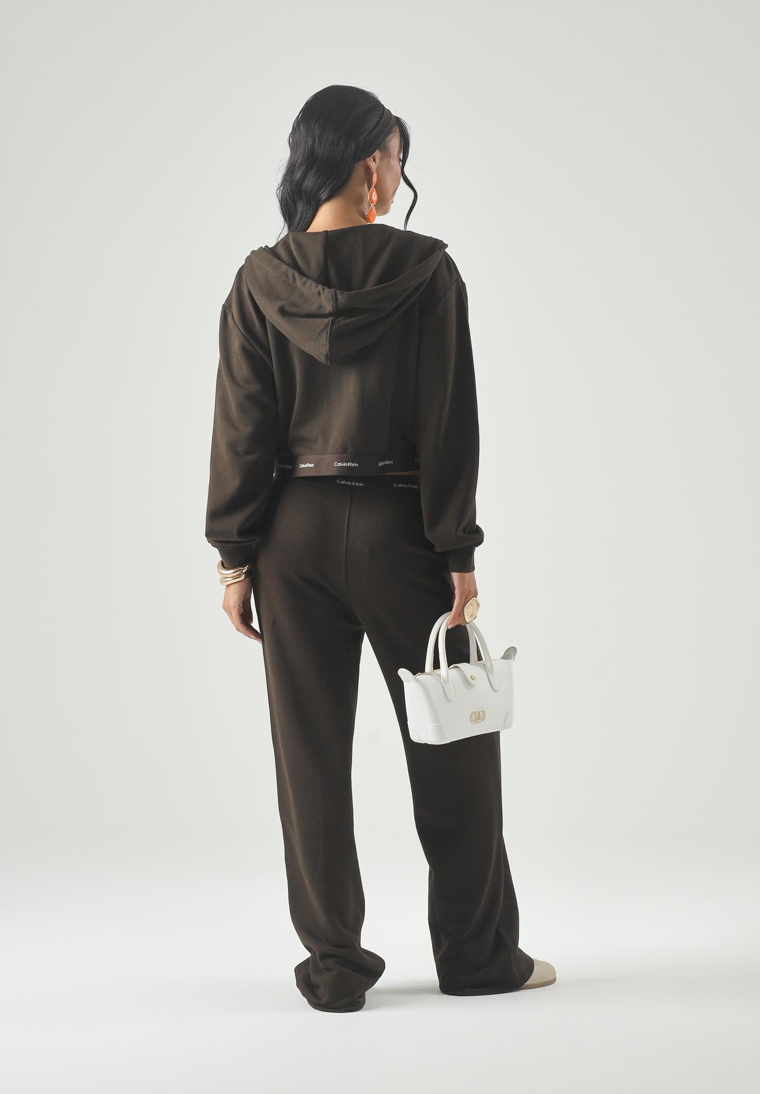 CALVIN KLEIN JEANS Felpa cropped con cappuccio LS Terry Logo Waist, da donna. LV047G252G TO2 CALVIN KLEIN JEANS 