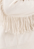 AKEP Maglioncino girocollo panna da donna in maglia rasata con frange MGKD11074 V1 AKEP 