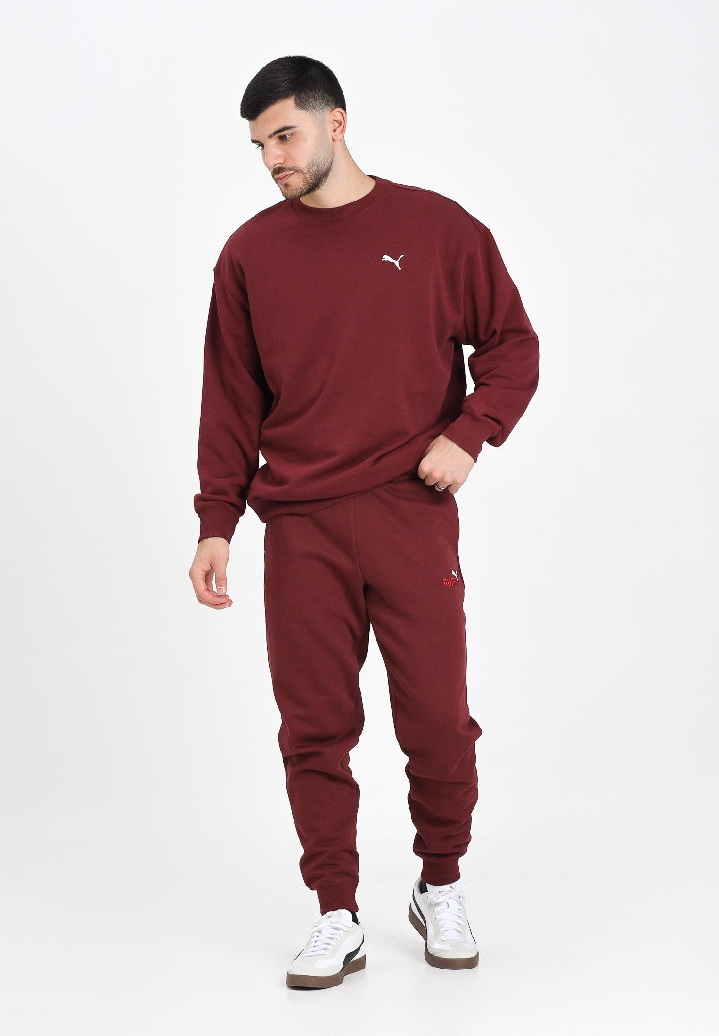PUMA Pantalone sportivo Essentials con logo N. 1 bicolore bordeaux da uomo 684713 96 PUMA 
