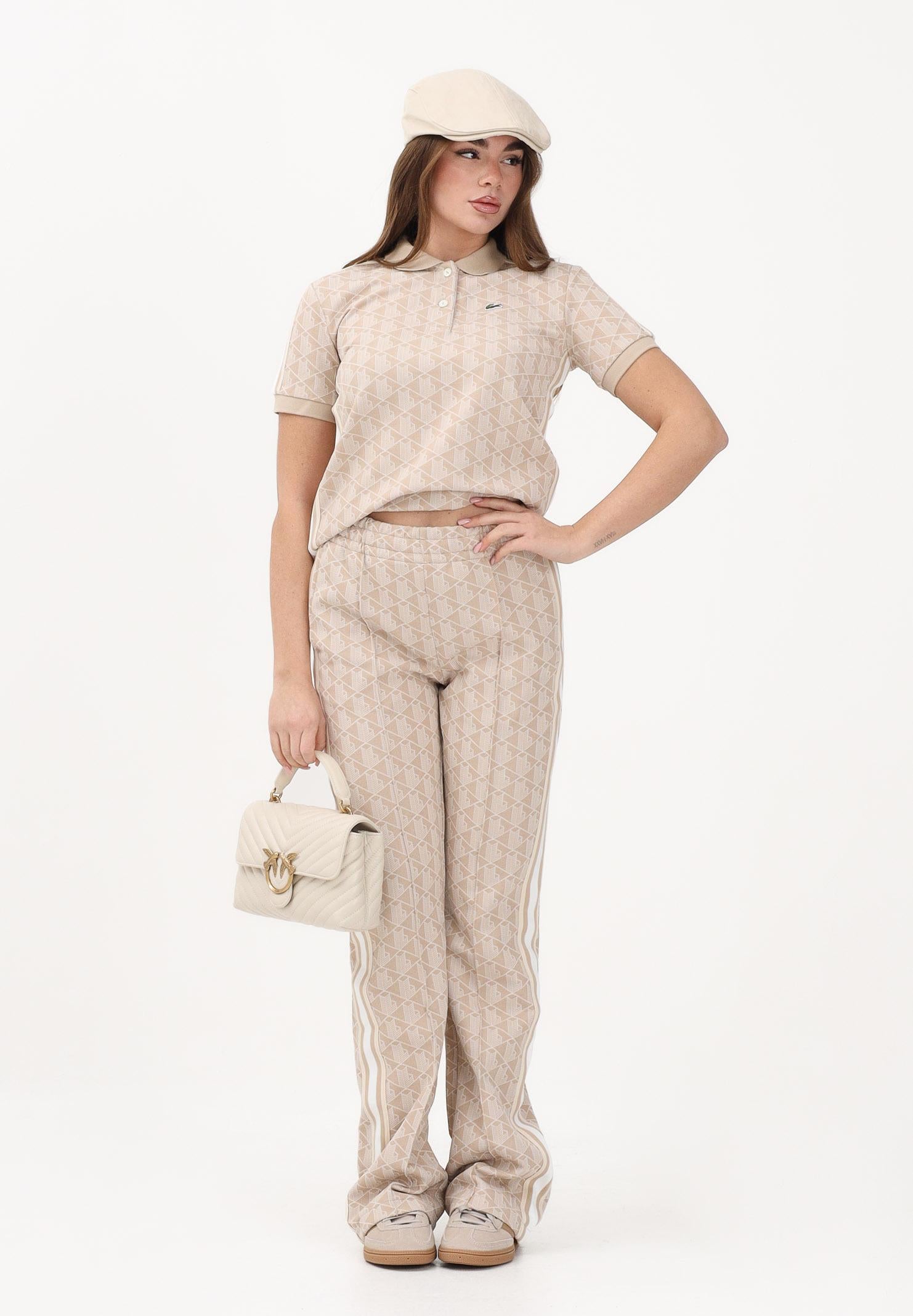 LACOSTE Pantalone sportivo beige da donna con motivo monogram XF9313 8GI LACOSTE 