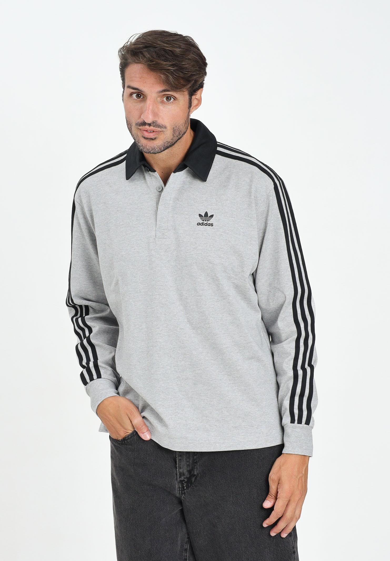 ADIDAS ORIGINALS Polo a manica lunga Adicolor grigia da uomo JY1399  ADIDAS ORIGINALS 