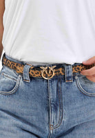 PINKO Cintura cammello da donna in Suede Leopardato 100143A32A M35Q PINKO 