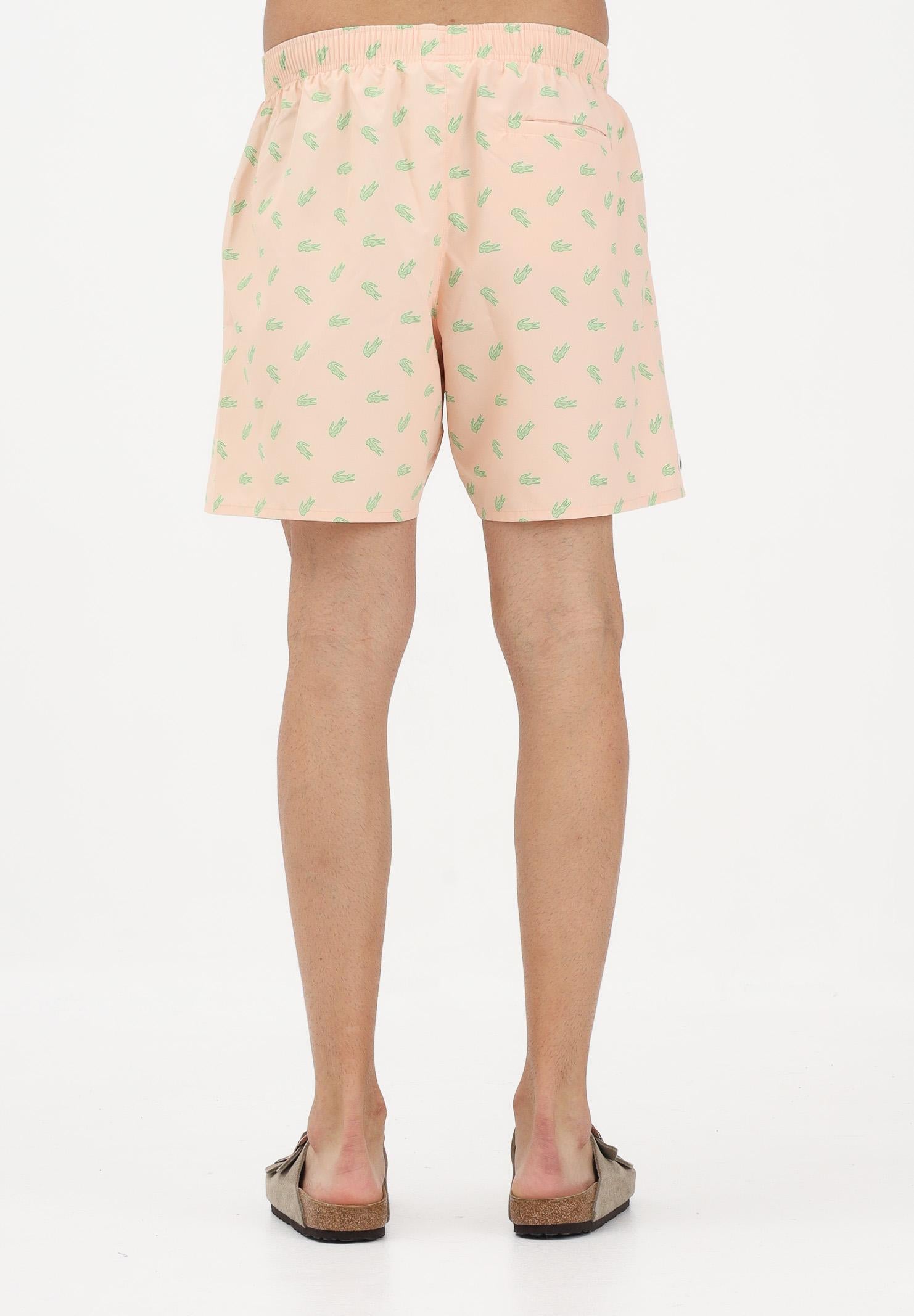 LACOSTE Shorts mare rosa pesca da uomo con stampa coccodrillo MH1851 BIG LACOSTE 