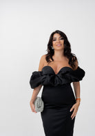 ELISABETTA FRANCHI Abito midi nero da donna con scollo 3D<BR/> AB71456E2 110 ELISABETTA FRANCHI 