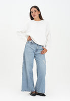 CALVIN KLEIN JEANS Jeans a gamba larga in denim chiaro da donna LV047C789G0LC . CALVIN KLEIN JEANS 