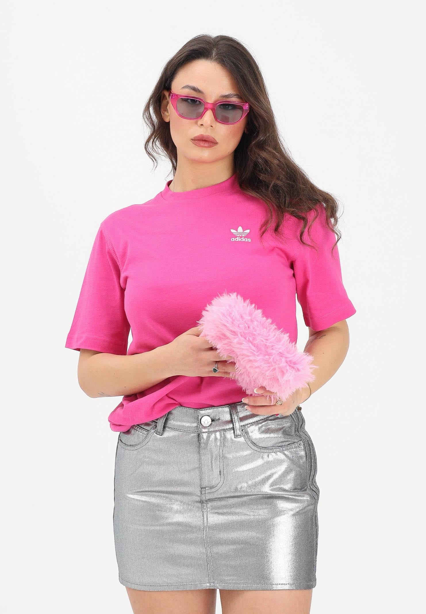 ADIDAS ORIGINALS T-shirt a manica corta TREFOIL ESSENTIALS fucsia da donna JY8597 . ADIDAS ORIGINALS 