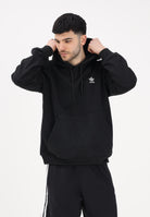 ADIDAS ORIGINALS Felpa con cappuccio Trefoil Essentials Loose nera da uomo JV6056 . ADIDAS ORIGINALS 