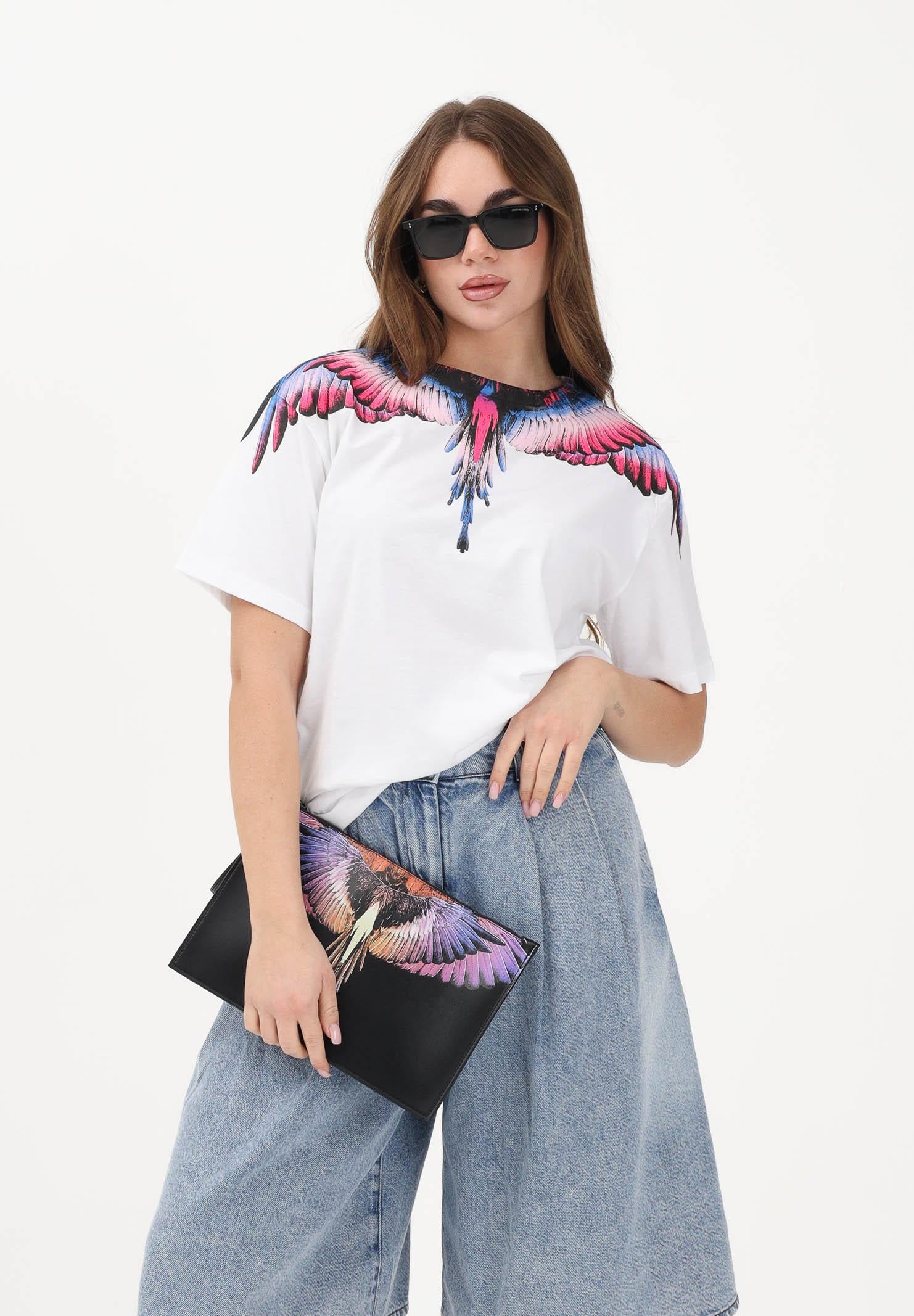 MARCELO BURLON COUNTY OF MILAN T-shirt a manica corta bianca da donna con stampa ali 26ECM30102 BICERO MARCELO BURLON COUNTY OF MILAN 