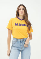 MARNI T-shirt a manica corta gialla per donna, ragazzi e bambini con logo a contrasto M01412M00HZ 0M219 MARNI 