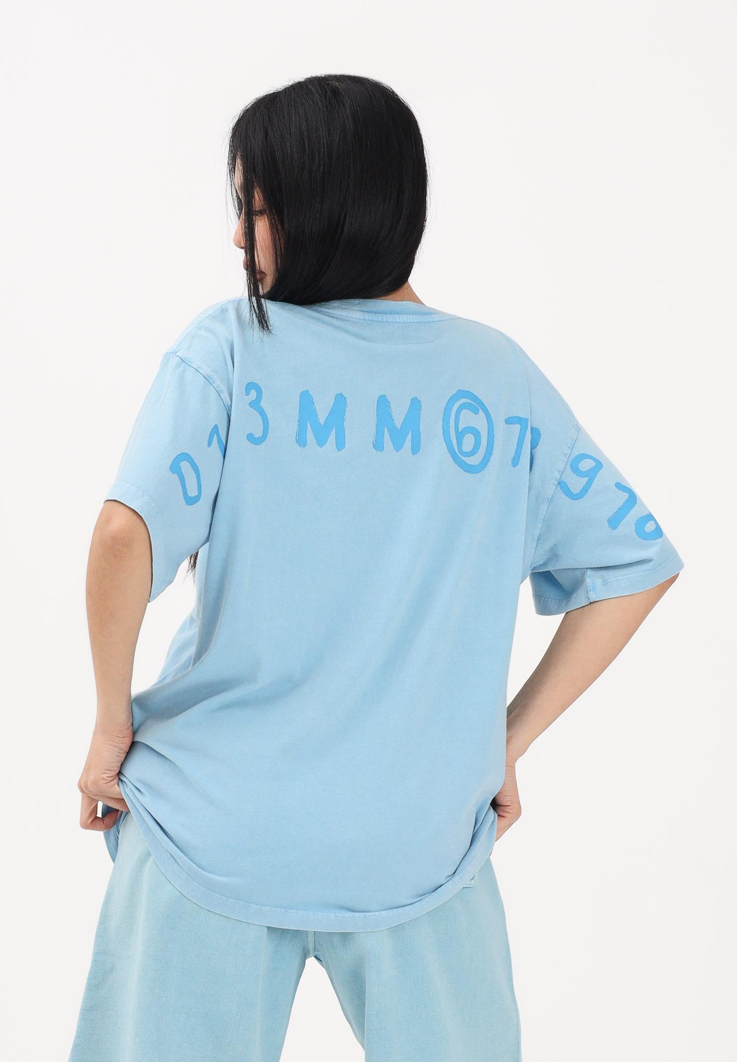 MAISON MARGIELA T-shirt a manica corta azzurra per donna, ragazzi e bambini con stampa M60985MM07Q M6809 MAISON MARGIELA 