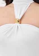 ELISABETTA FRANCHI Body smanicato avorio da donna con dettaglio gioiello BO01761E2 360 ELISABETTA FRANCHI 