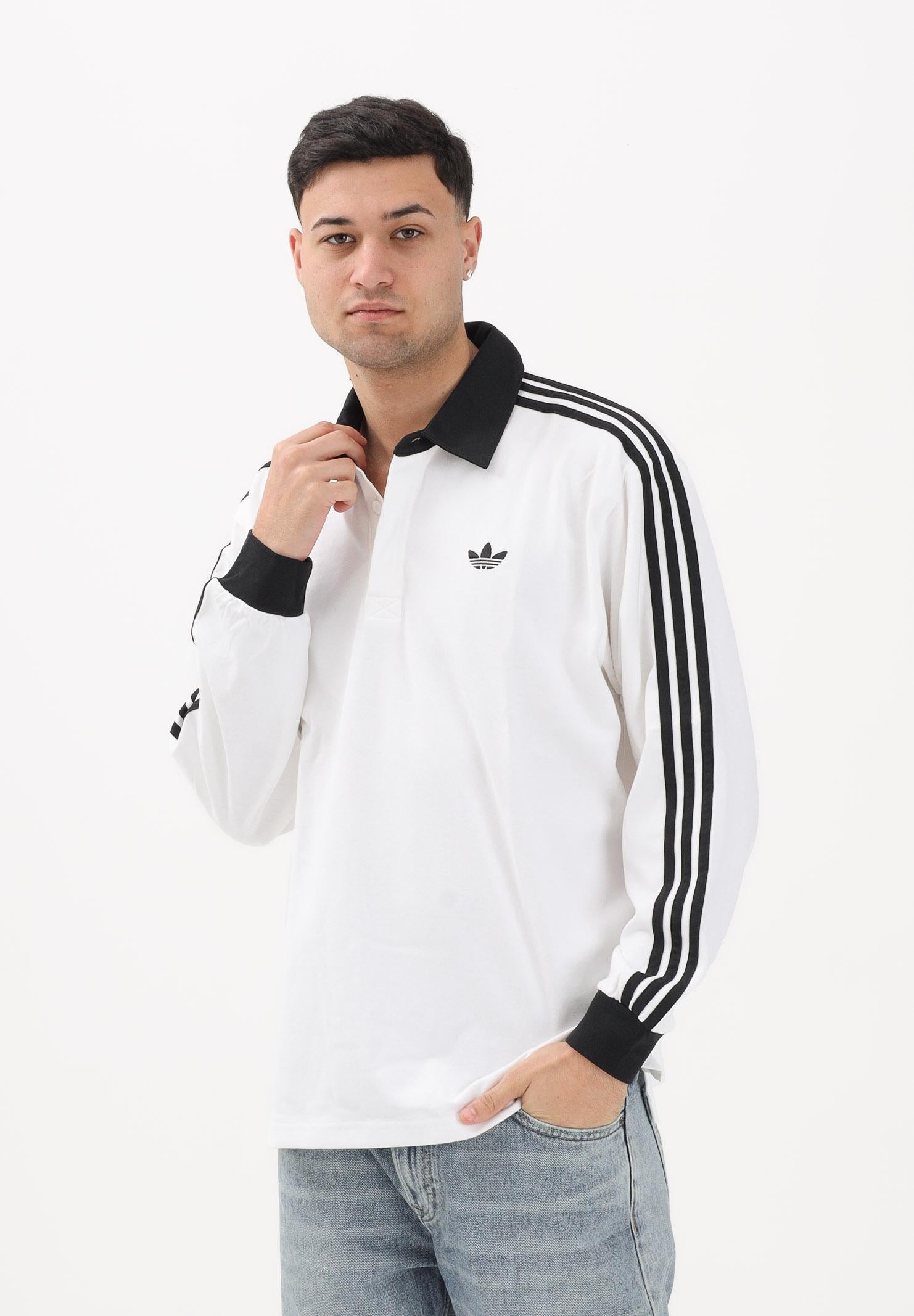 ADIDAS ORIGINALS Polo a manica lunga 3-Stripes bianca da uomo KE3575 . ADIDAS ORIGINALS 