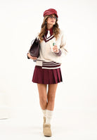 HINNOMINATE Maglioncino scollo a v panna da donna stile college HMABW02081 BI04 HINNOMINATE 