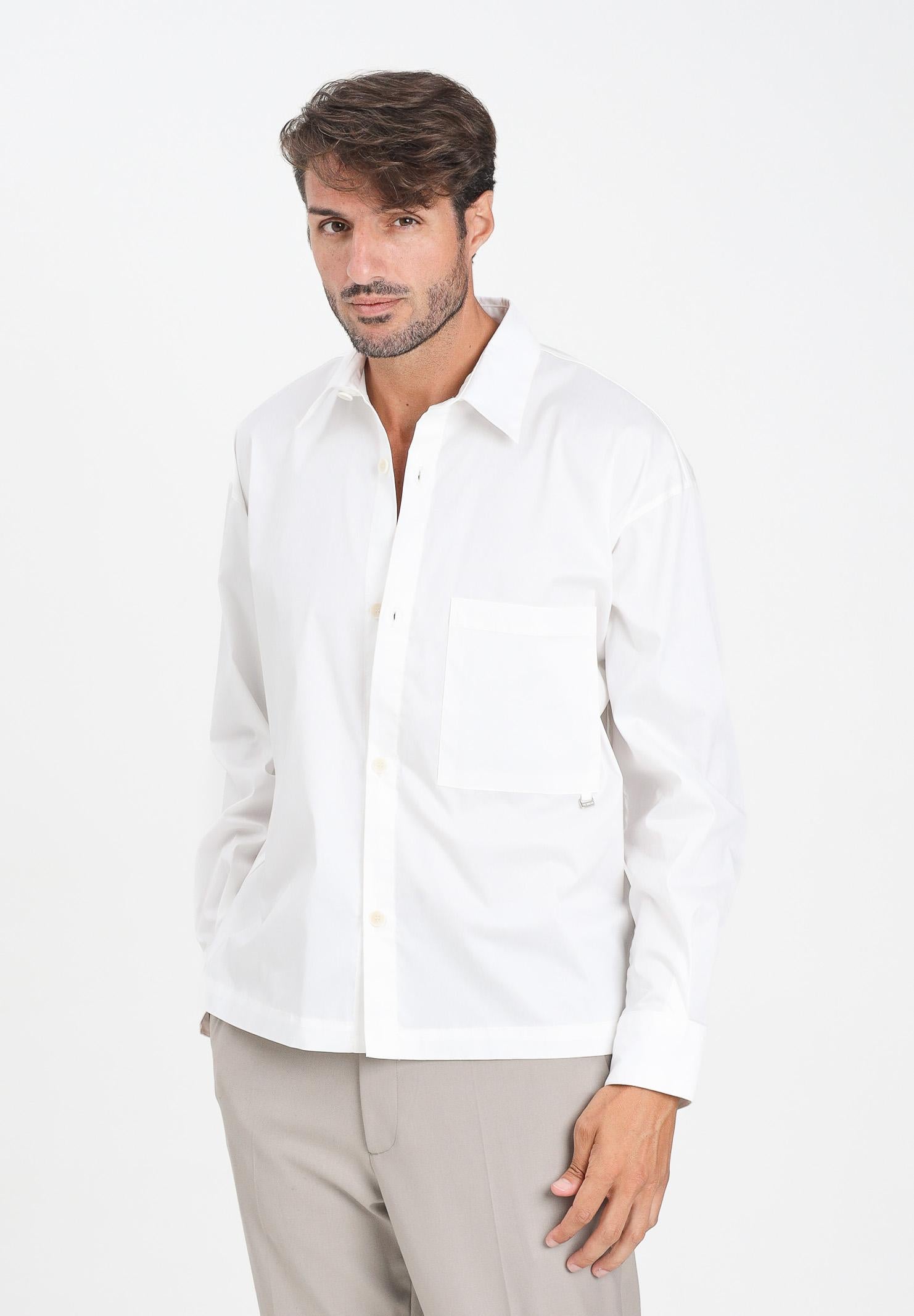 I'M BRIAN Camicia a manica lunga bianca da uomo con tasca CA3422 002 I'M BRIAN 
