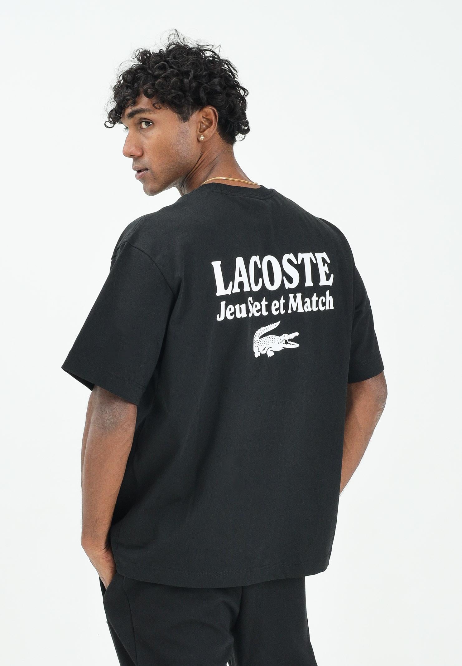 LACOSTE T-shirt a manica corta nera da uomo con stampa sul retro TH5950 031 LACOSTE 
