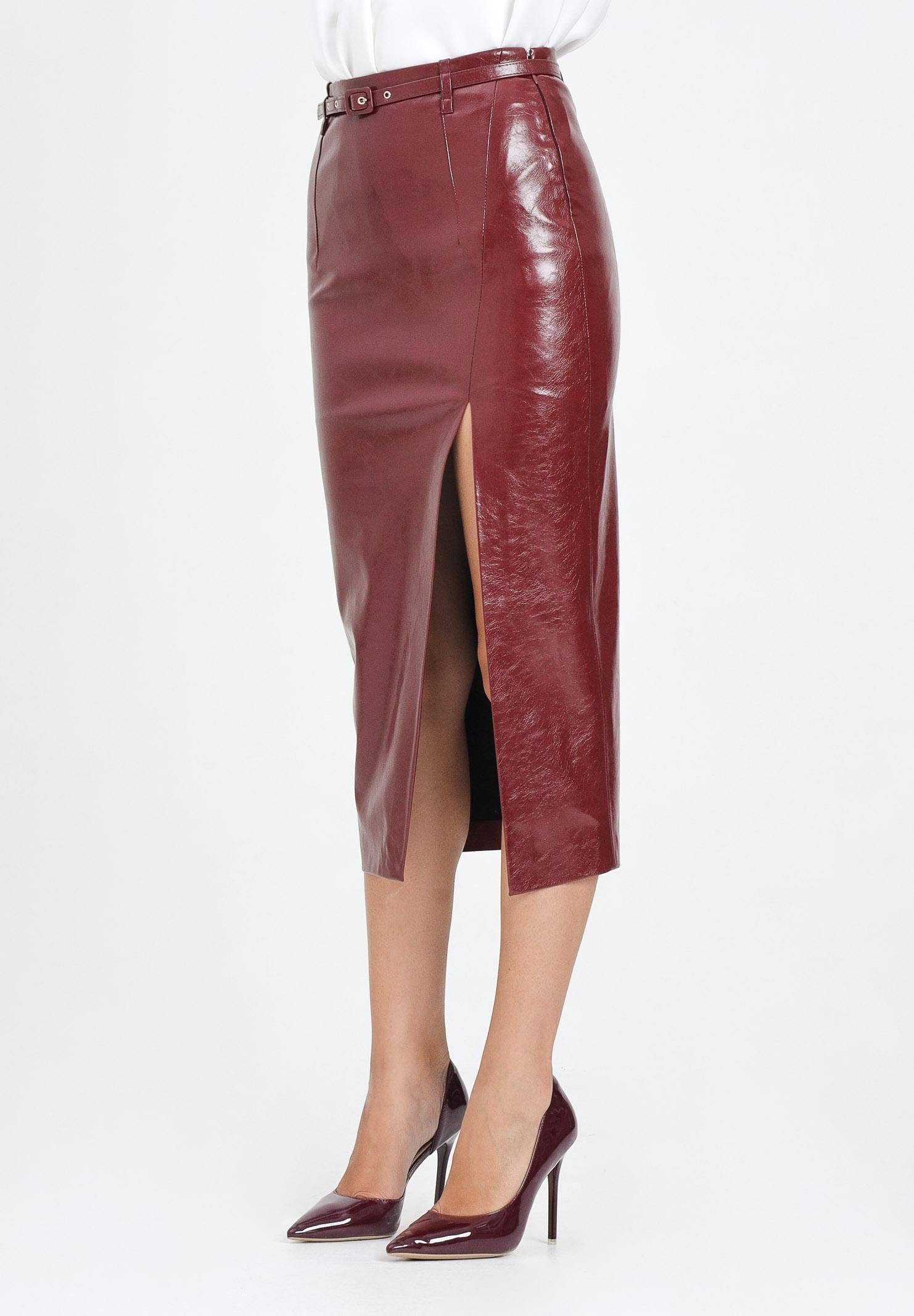 SIMONA CORSELLINI Gonna midi in vernice bordeaux da donna A25CPGO00501-C00013 V0752 SIMONA CORSELLINI 