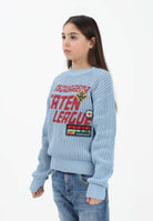 DSQUARED2 Maglioncino girocollo celeste per donna, bambino e bambina con maxi logo e patch DQ3243D0AGR DQ814 DSQUARED2 