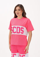 GCDS T-shirt a manica corta fucsia per donna, ragazze e bambine con logo Z0UJQC585J105 566A GCDS 