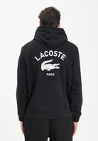 LACOSTE Felpa con cappuccio nera per uomo e donna con stampa SH2740 031 LACOSTE 