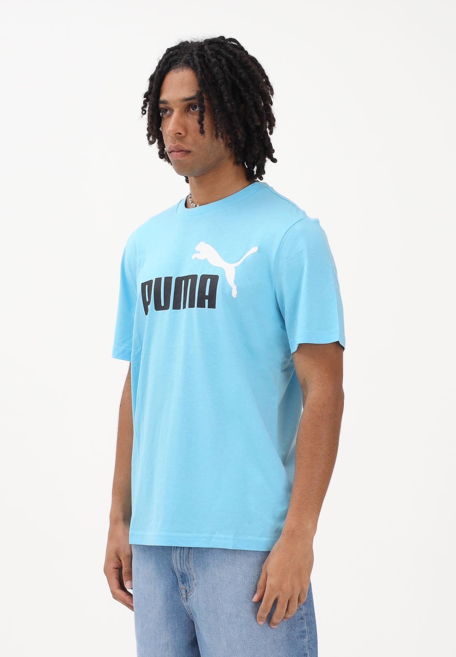 PUMA T-shirt a manica corta Essentials 2 Colour N.1 Logo azzurra da uomo 684708 47 PUMA 