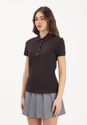 LACOSTE Polo a manica corta marrone da donna con logo PF5462 3LA LACOSTE 