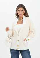 ELISABETTA FRANCHI Cardigan panna da donna con bottoni gioiello MK44S57E2 DZ9 ELISABETTA FRANCHI 