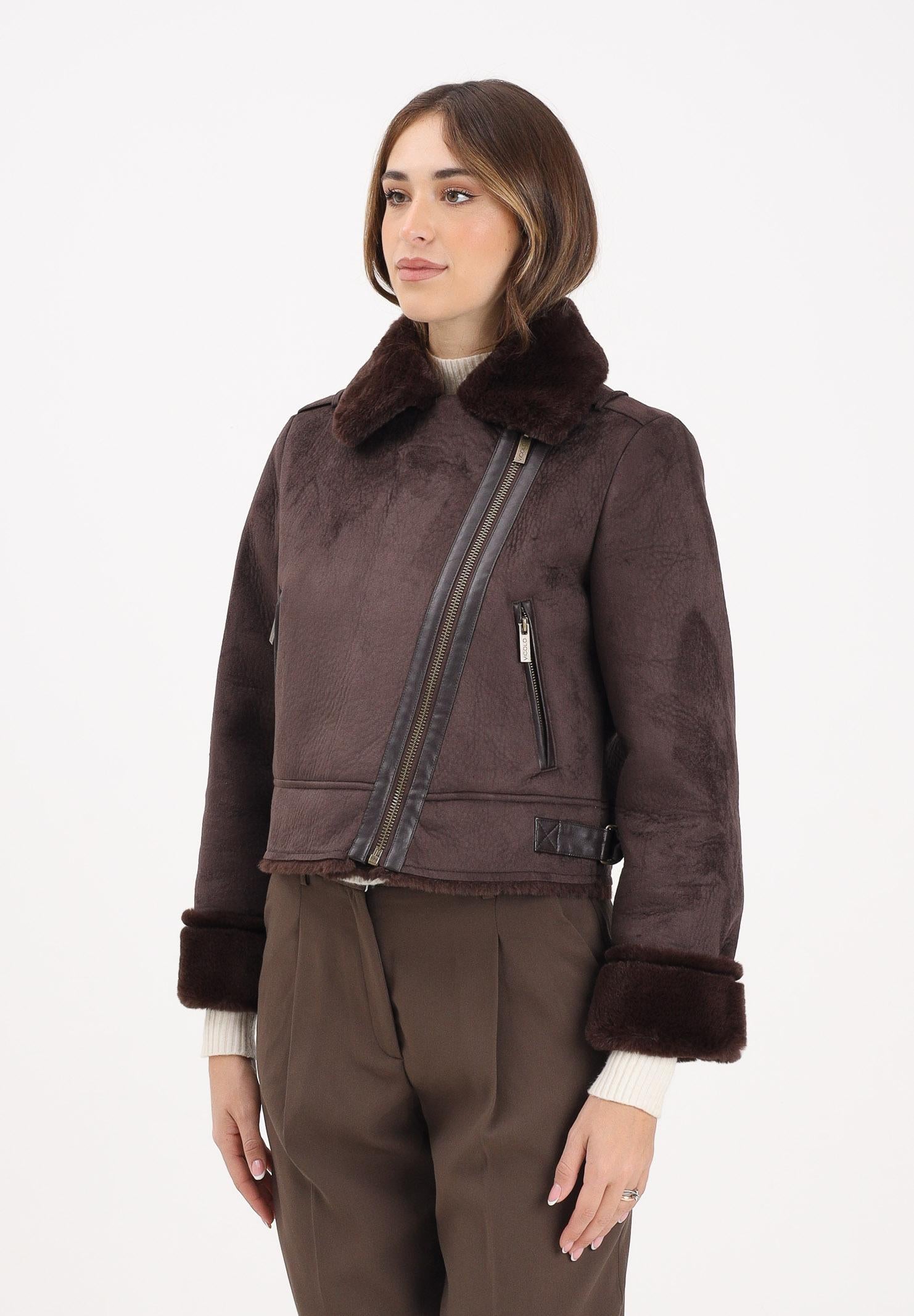 VICOLO Montone corto marrone da donna TF0090 FU69 VICOLO 