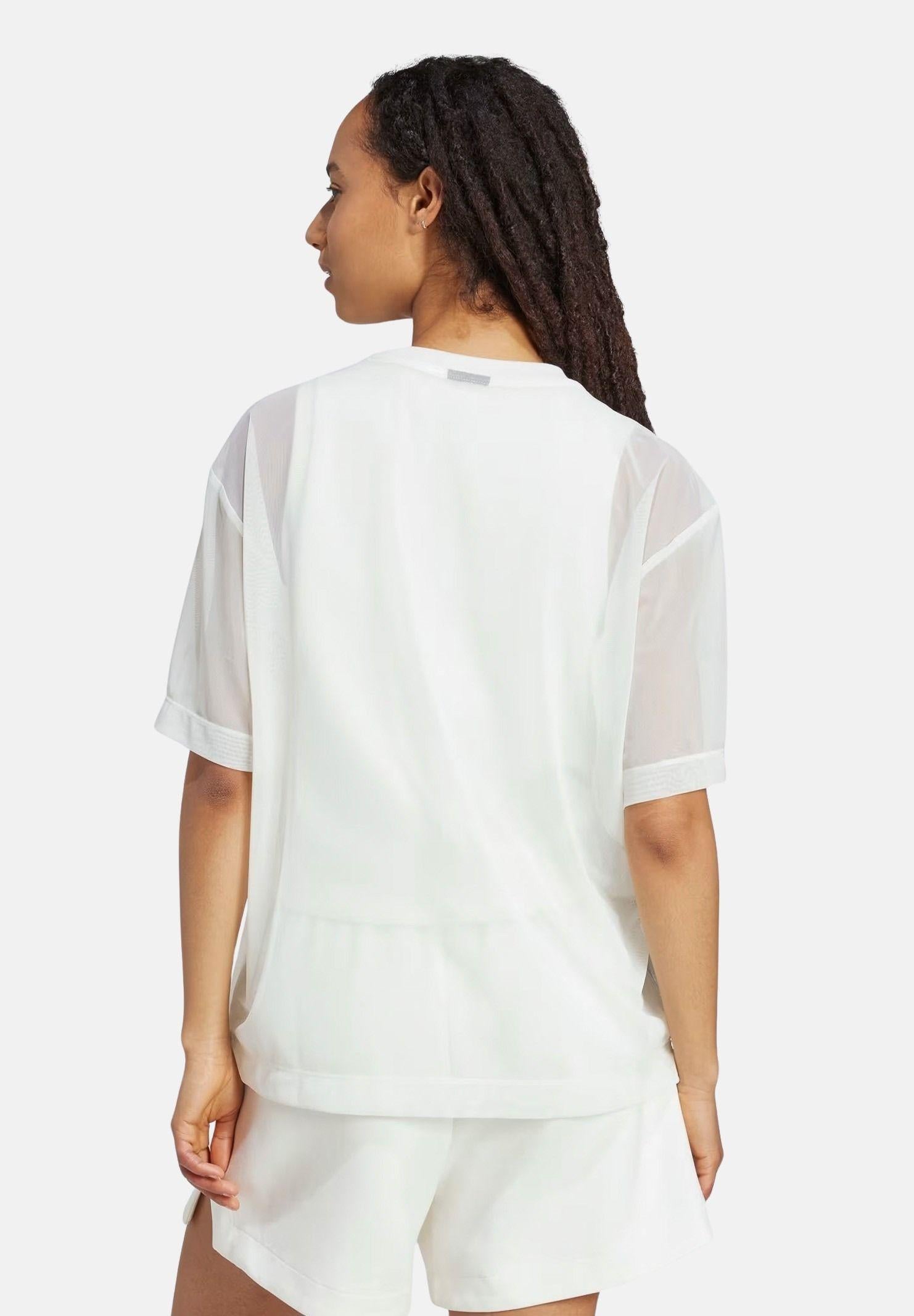 ADIDAS PERFORMANCE T-shirt a manica corta Soft Lux Mesh panna da donna JV9872 . ADIDAS PERFORMANCE 