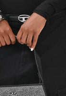 DIESEL Cintura nera da donna con fibbia impreziosita da strass J02524KXBLR K900 DIESEL 