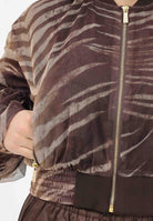 JUST CAVALLI Bomber marrone da donna con fantasia animalier 80PAS413CJDP6 R83 JUST CAVALLI 