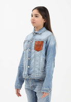 DSQUARED2 Giubbotto di jeans in denim chiaro per donna, ragazzi e bambini con logo DQ3240D0AF3 DQ01 DSQUARED2 