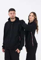 GCDS Felpa con zip nera per uomo e donna caratterizzata da nastri logati B2EM1900JD1 99 GCDS 