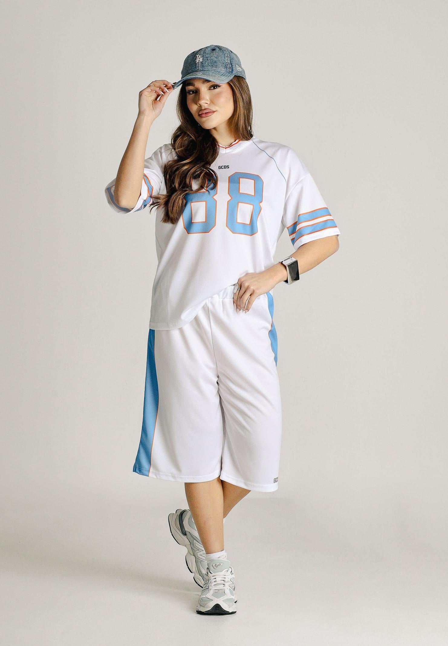 GCDS Shorts bianco per donna, ragazzi e bambini con logo C1BJQL710J338 100E GCDS 