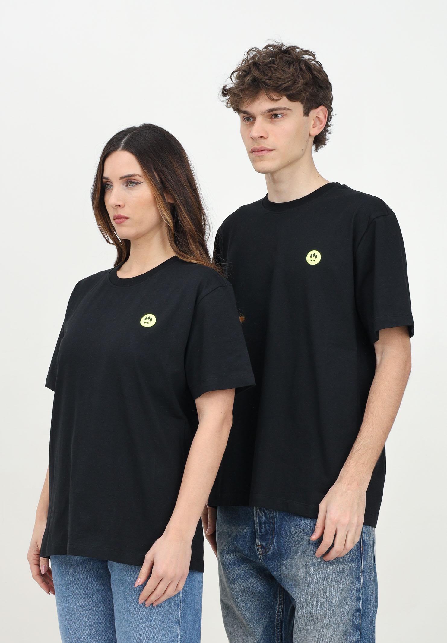BARROW T-shirt a manica corta nera per uomo e donna con stampa orso S5BWUATH152 110 BARROW 